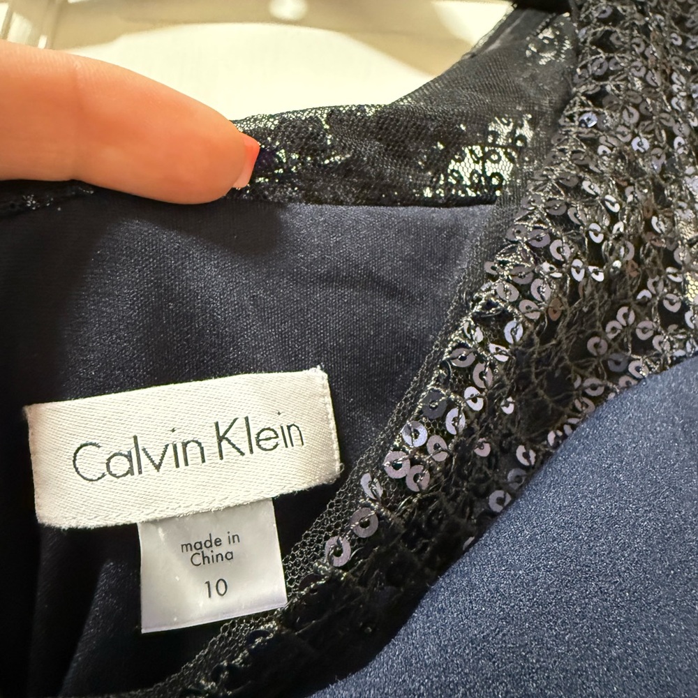 Calvin Klein Blue and Silver Sequin Sheath Dress - Picture 3 of 3